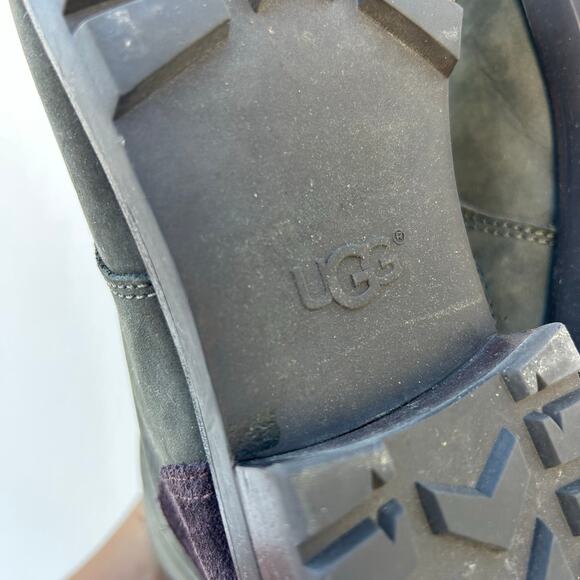 UGG Kilmer Dark Green Suede Lace Up Moto Combat Boots Shearling Winter 9 - Picture 9 of 10